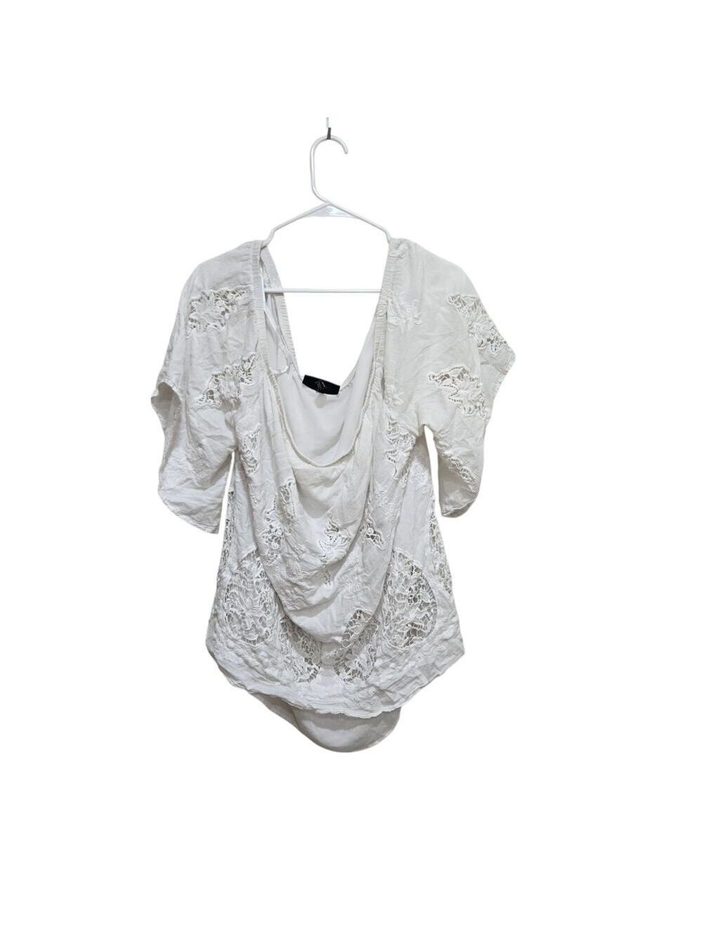 Lane Bryant Lace Crochet Blouse 18/20 White Boho Eyelet Top
